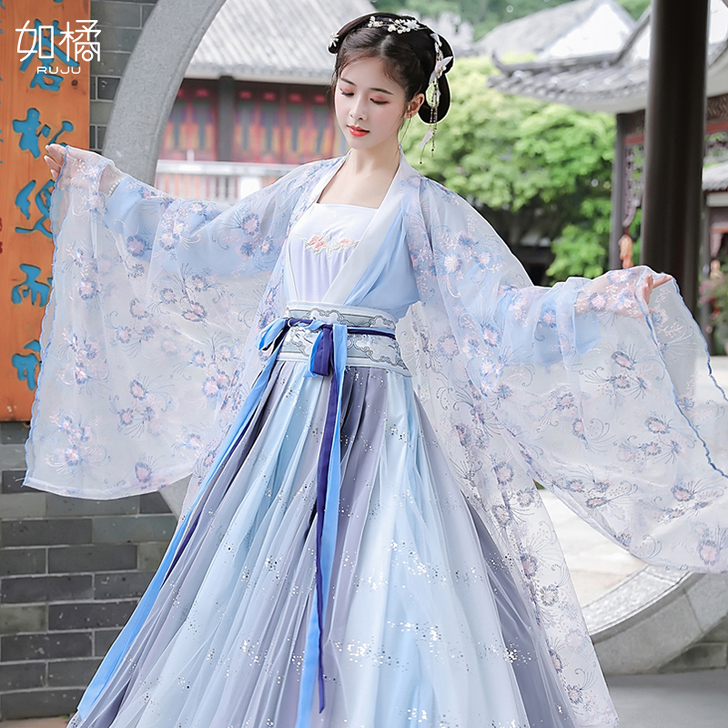 汉服女中国风原创学生樱花小个子古装超仙飘逸...