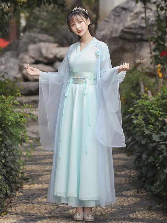 【风尚价】汉服女夏中国风原创正品蓝色古装广...