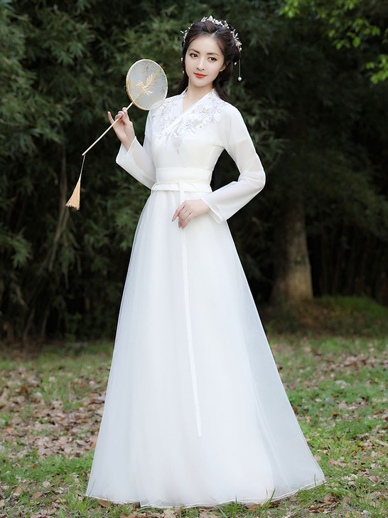 古装白色汉服女飘逸超仙气原创正品中国风秋冬...