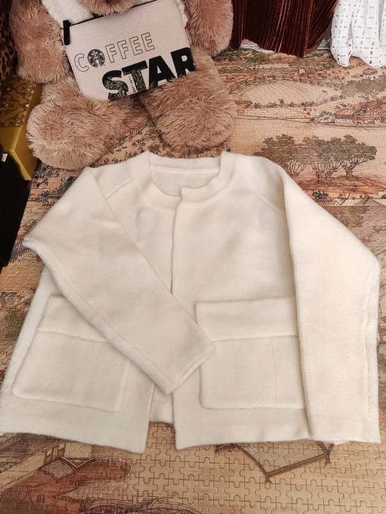 包邮送 白色毛衣温柔开衫