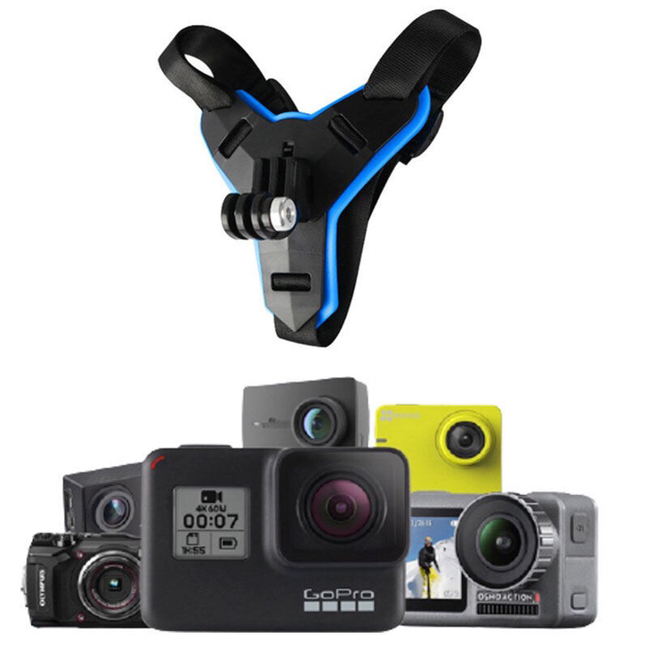 Gopro绑带山狗运动相机摩托车头盔下巴固...