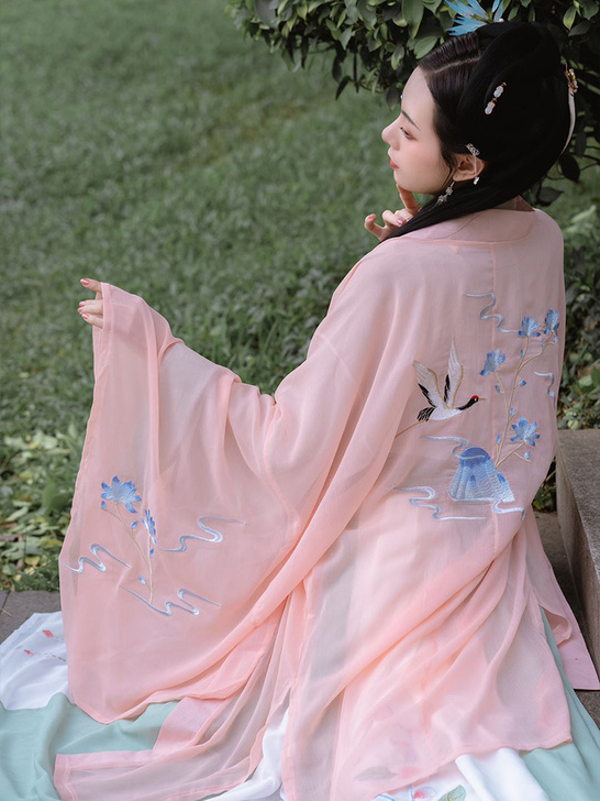 清梳汉服女夏季云中鹤夜大袖衫女单件披风外套...