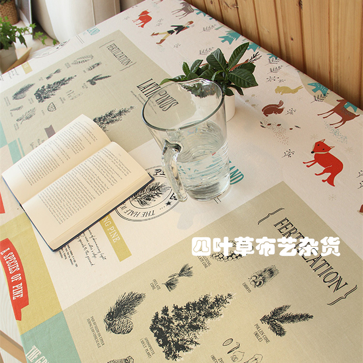 美式乡村田园圣诞森林棉麻布艺咖啡馆西餐桌布...