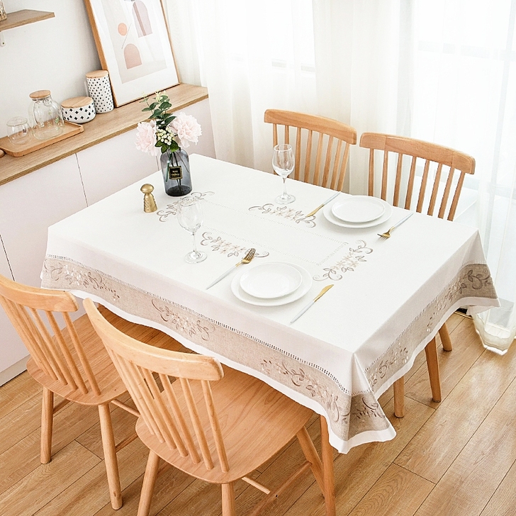 刺绣长方桌布130/175厘米方桌茶几圆桌...