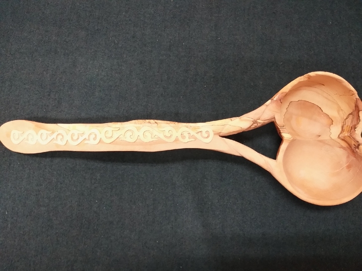 超级萌的哈萨克木雕工艺品:木质双头马奶勺，...