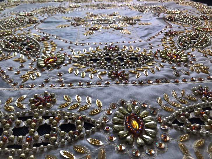 84cm复古异国风情轻奢重工满工手工珠绣桌...