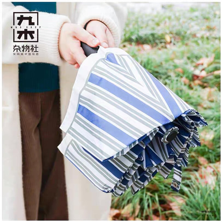 九木杂物社UNCAGE折叠全自动雨伞蓝绿条...