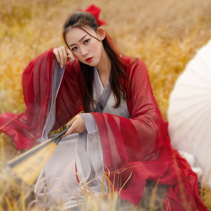 汉服女夏古风红颜广袖齐腰襦裙传统中国风超仙...