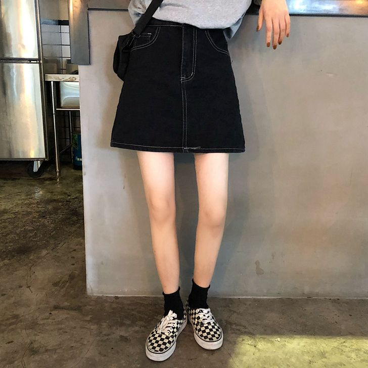 橘子酱a型短款显瘦牛仔短裙女百搭一步裙高腰...