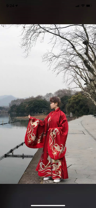 白泽丨如梦霓裳原创交领汉服男道袍织金披风明...