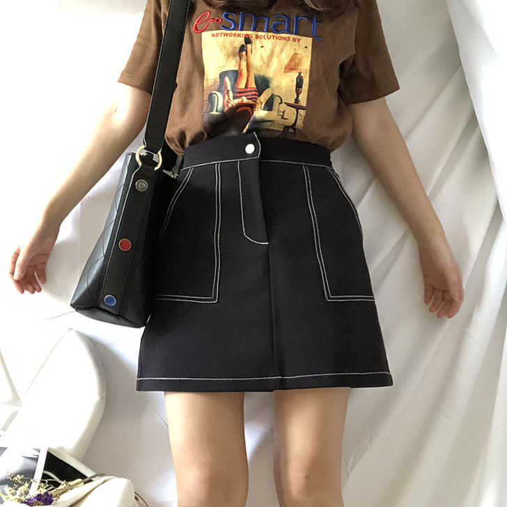 大码半身裙女夏19新款胖mm包臀a字裙拉链...