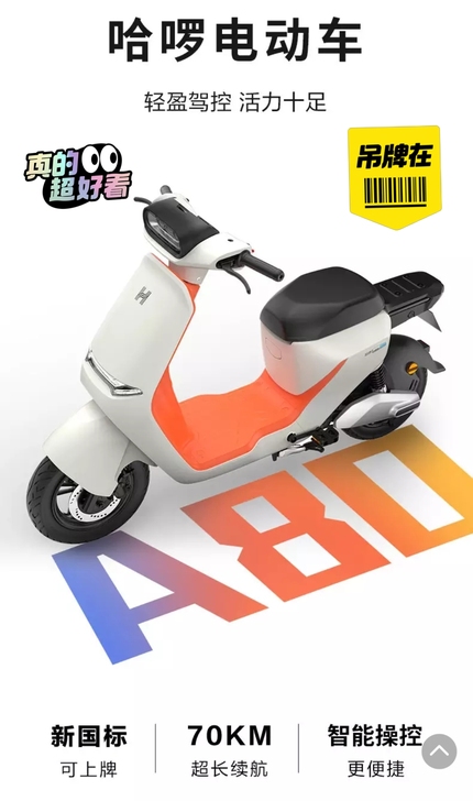 哈啰棒途A80L智能电动车全新电动车终身免...