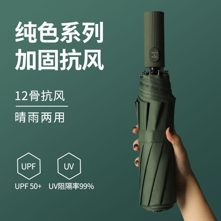 全自动雨伞折叠大号简约结实遮阳禁欲系太阳伞...