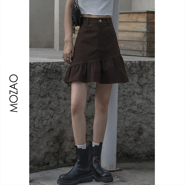 MZ设计感荷叶边半身裙女2021年夏季新款...