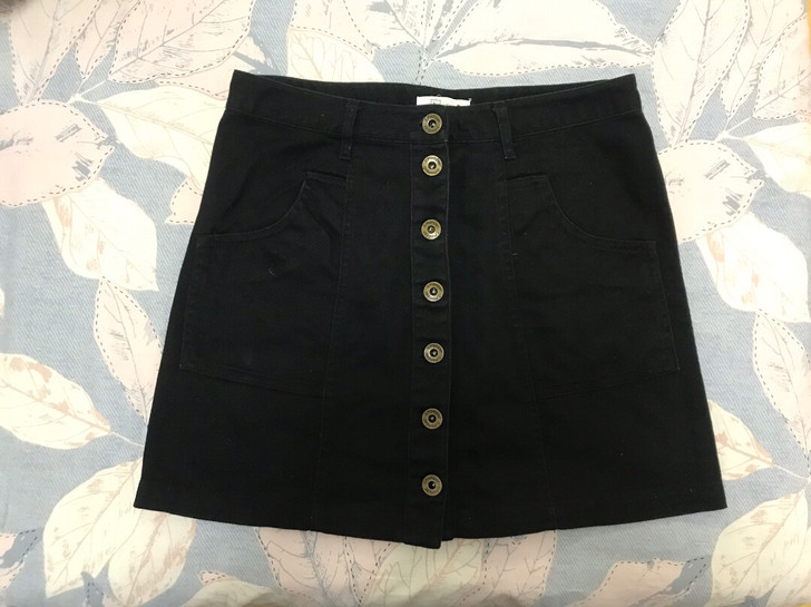 7M拉夏贝尔 黑色牛仔A字裙