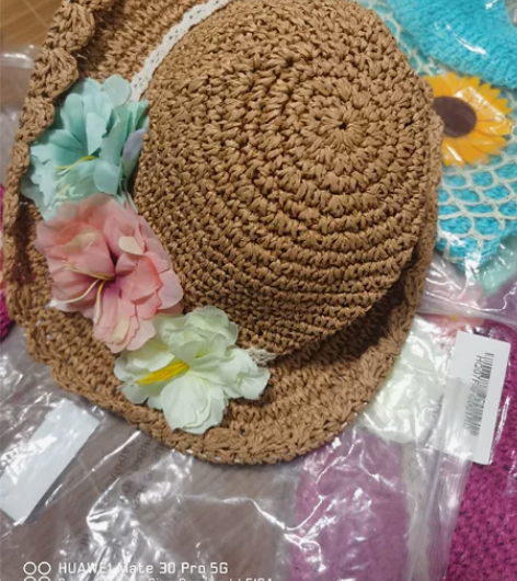 儿童草帽子夏天女童沙滩帽韩版草帽 全新包邮...