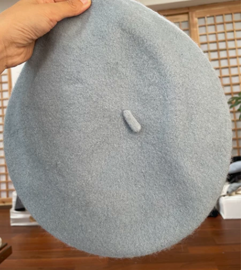 天蓝色贝雷帽 带了一次 全羊毛