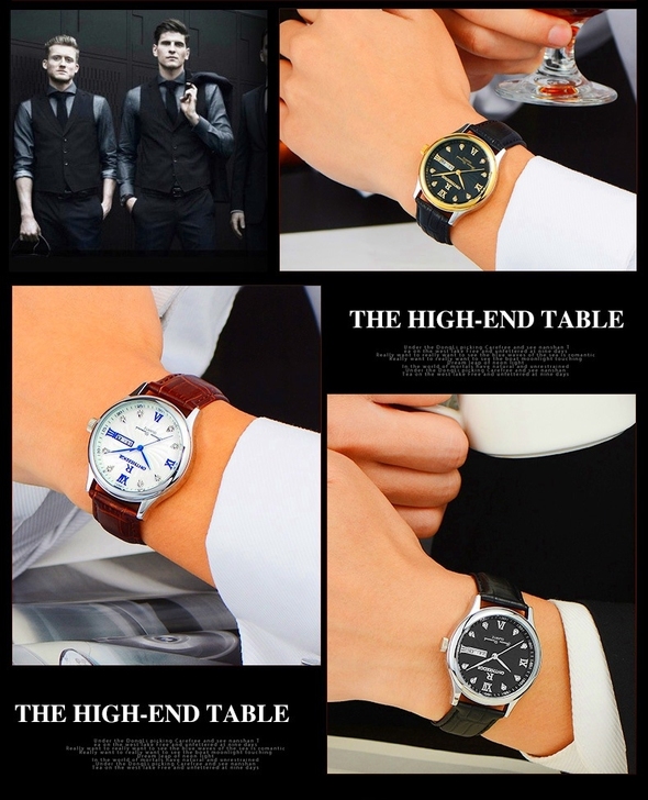 全新原装瑞之缘正品超薄防水商务真皮带石英男...