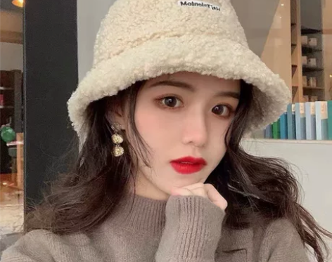 网红羊羔毛渔夫帽女冬泰迪毛绒羊羔绒帽子秋冬...