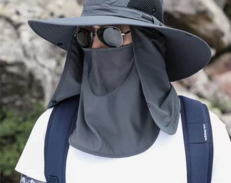 防晒帽夏季遮阳帽遮脸护颈太阳帽防紫外线渔夫...