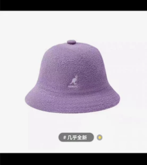 kangol袋鼠毛圈渔夫帽紫色男女帽子遮阳...