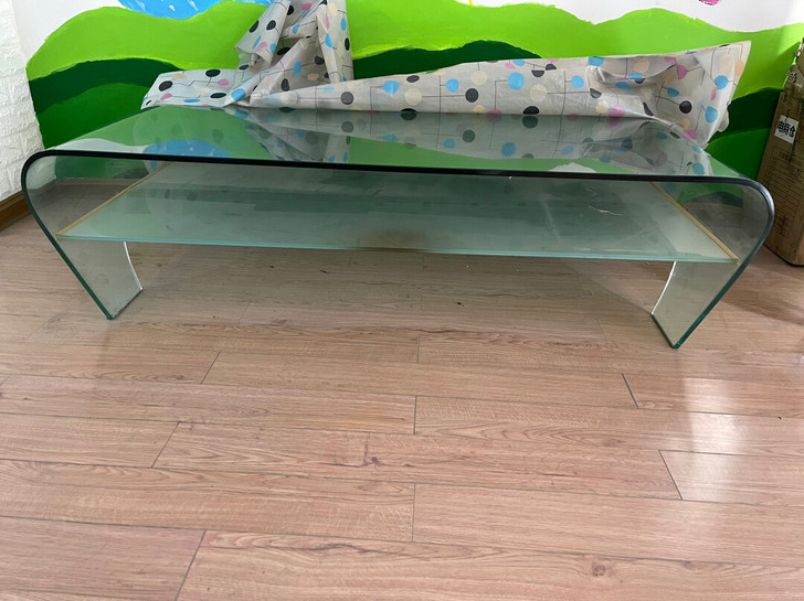 二手家具客厅用茶几纯色钢化玻璃大茶几双层茶...