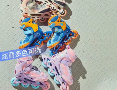 迪卡侬溜冰鞋儿童初学者中大童轮滑鞋滑冰鞋滑...