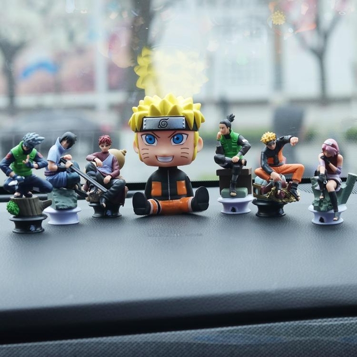 火影忍者手办公仔汽车摆件漩涡鸣人佐助玩偶车...