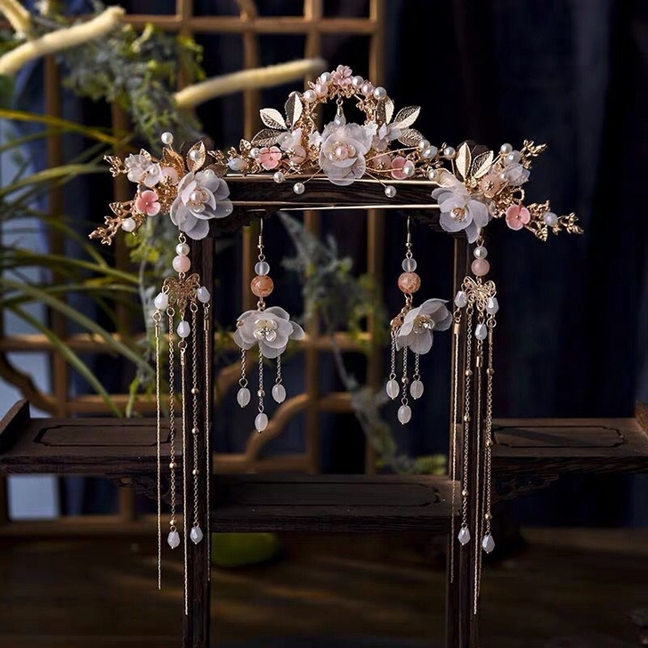 汉服头饰流苏步摇发簪古风簪子插梳全套发钗盘...