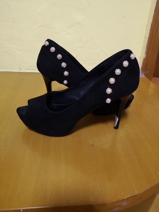 磨砂高台防水鱼嘴高跟鞋