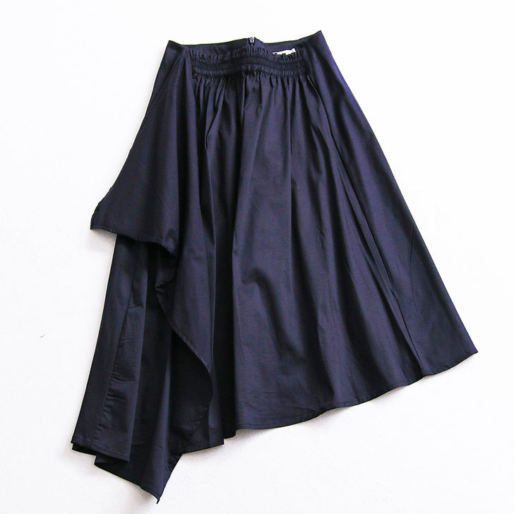 伊家女半裙纯色松紧腰修身高腰荷叶裙不规则裙...