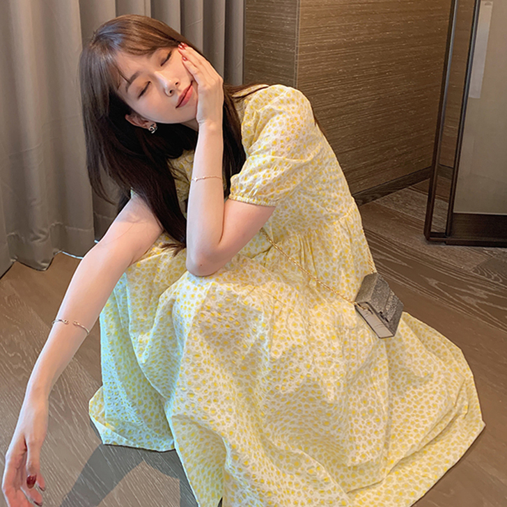 法式超仙甜美长裙碎花连衣裙子女2021年夏...