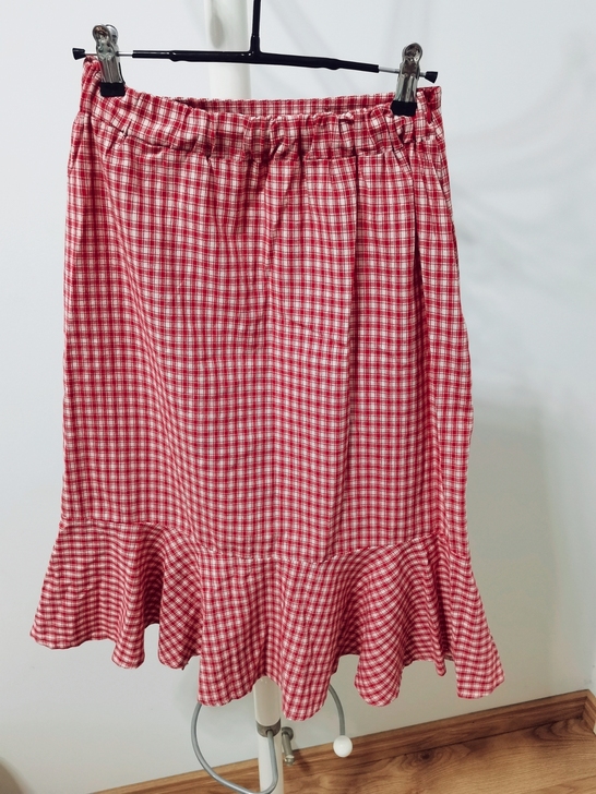 红色格子裙 /红色荷叶包臀裙/性感红色荷...