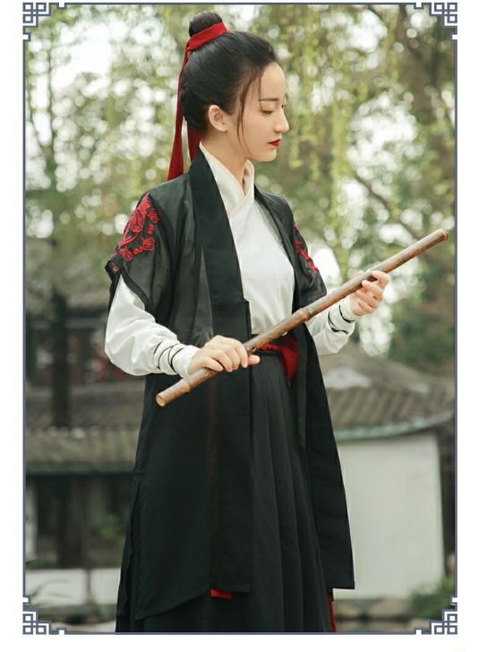 汉服女中国风黑色中性古装霸气古风侠客侠女魏...