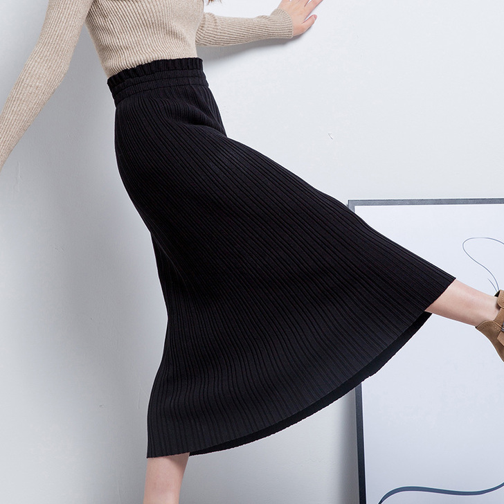 毛线裙直筒秋冬羊毛加厚针织中长款半身裙一步...