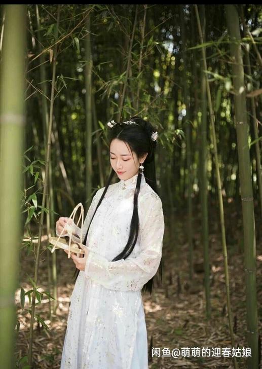 洛云衣阁竖领长衫黑色烫金柳枝汉服m女装拍照...