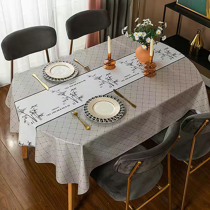 长椭圆桌布防水防油免洗ins风北欧家用长方...