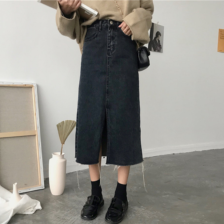 大码半身裙女胖mm2020春夏新款显瘦开叉...