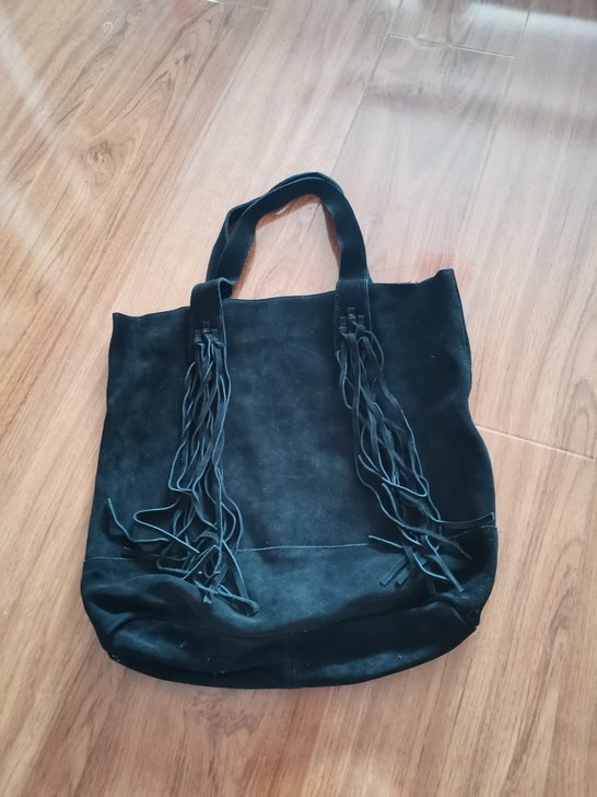 流苏牛皮包 黑色大包 长款大托特 包邮