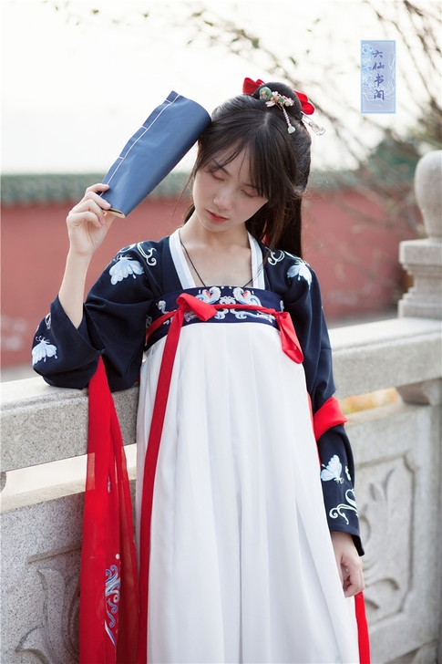 【六仙书阁】汉服绣花【沧海】两片式齐胸裙一...