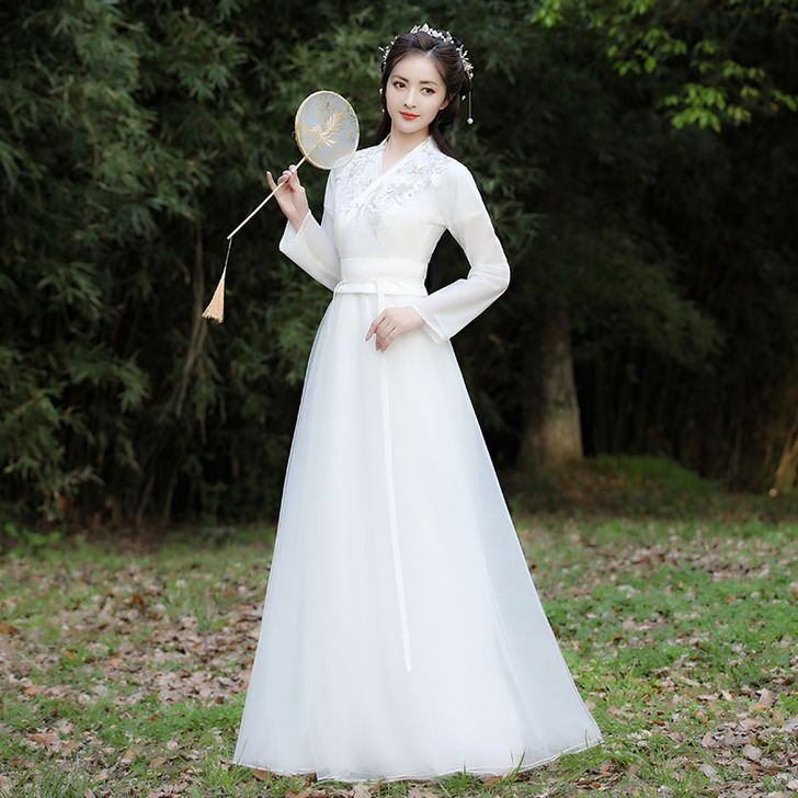 古装白色汉服女夏季薄款超仙气学生平价中国风...