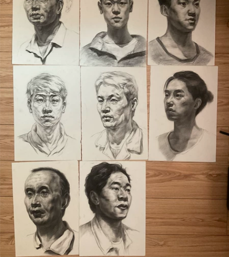 8开素描头像景物3张  标价就是价格 感兴...