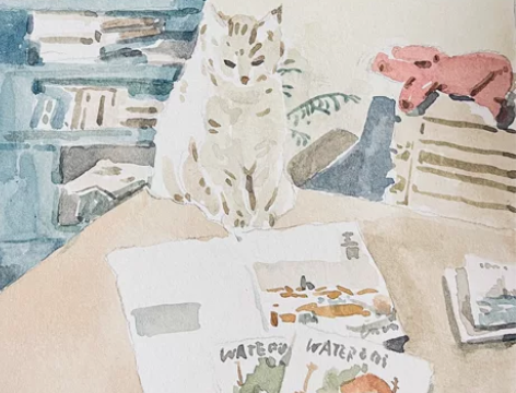 水彩画作品 猫猫欣赏 仅供参考如想购买可私...
