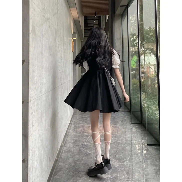 背带裙！