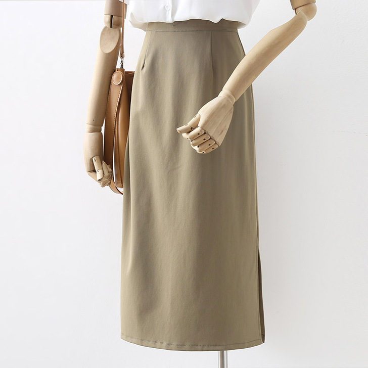 高腰显瘦开叉半身裙女2021春秋新款垂感遮...
