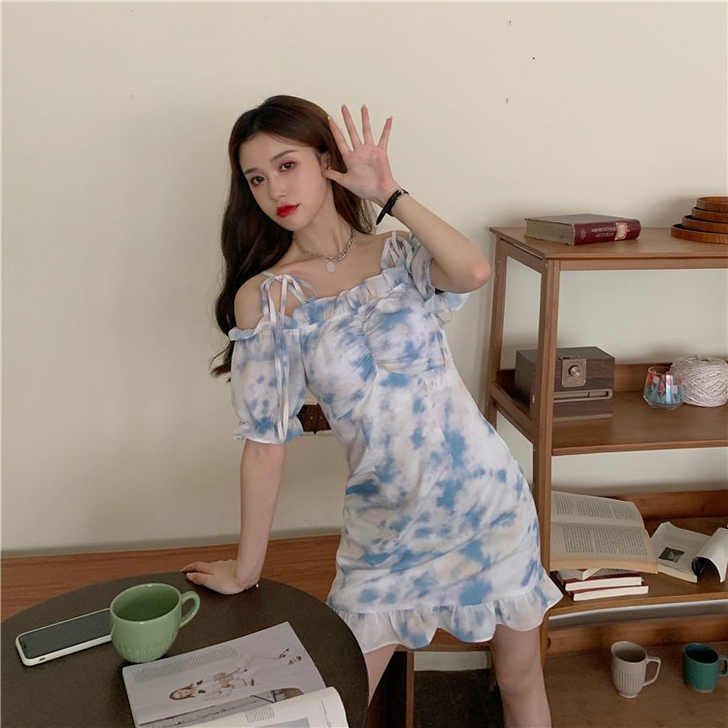 法式复古小众甜美长裙夏季2021年新款初恋...