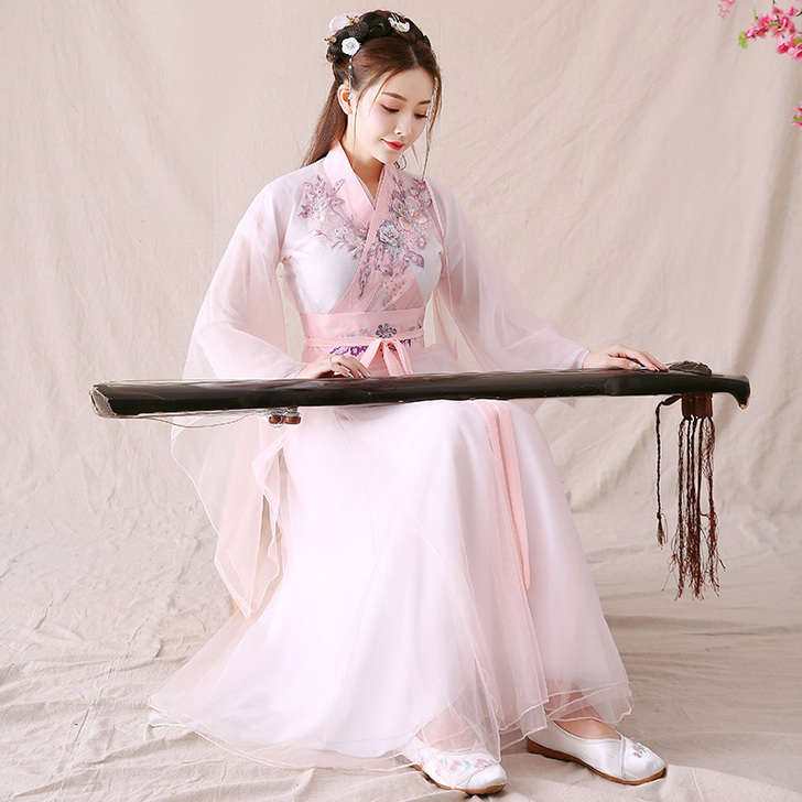 古装女仙女飘逸中国风套装樱花改良汉服表演服...