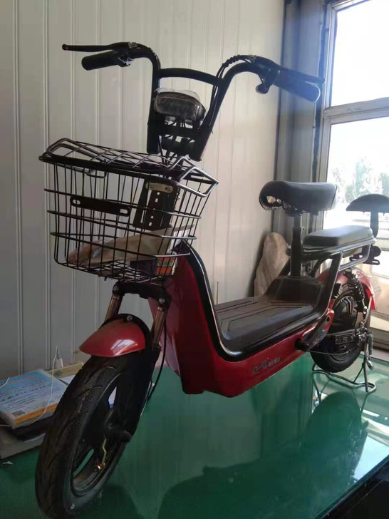 自家门面上的，金鹭品牌的电动车和电动摩托车...