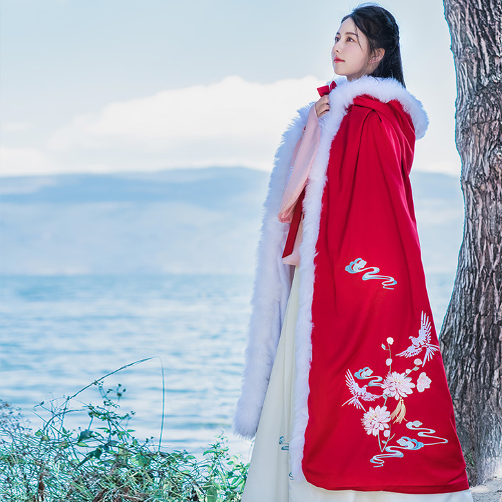 【出】如梦霓裳汉服女斗篷山海经百鸟掠影长款...