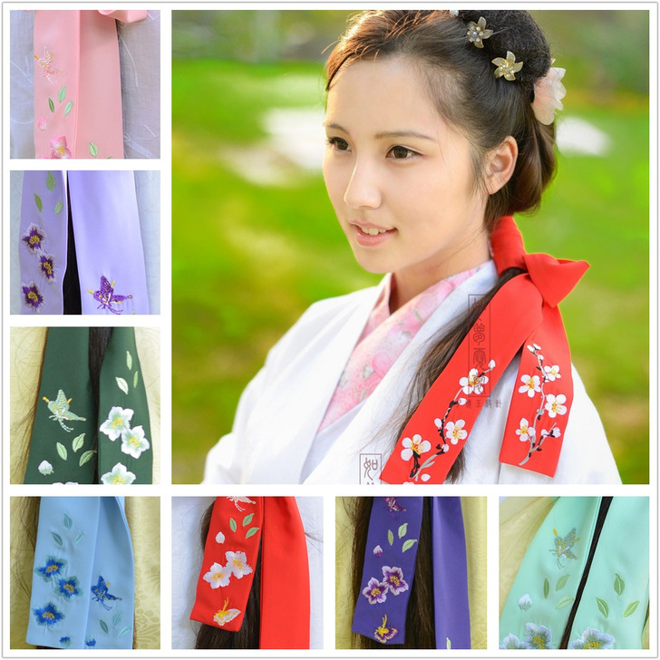 [如梦霓裳]汉服女装 绣花发带 蝴蝶梅花刺...